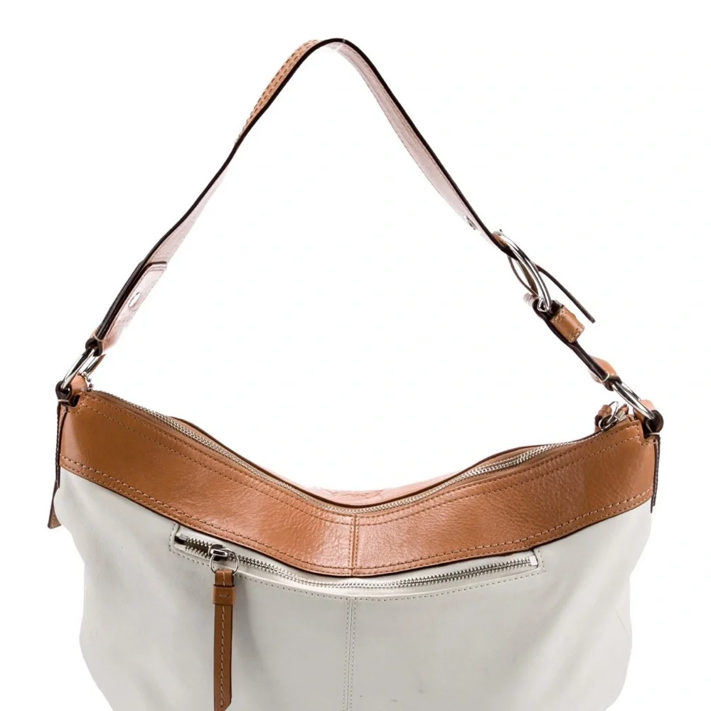 Coach White and Tan Hobo Bag with Crescent Shape - Picture 4 of 16